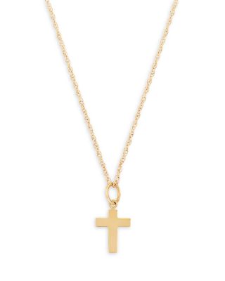 Bloomingdale's Fine Collection - Children's Small Cross Pendant Necklace in 14K Yellow Gold, 14"