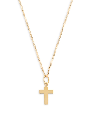 Bloomingdale's Kids' Children's Small Cross Pendant Necklace In 14k Yellow Gold, 14