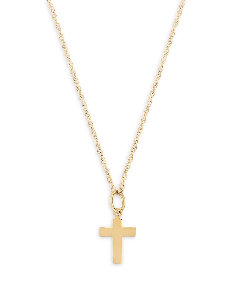 Bloomingdale's Fine Collection Children's Small Cross Pendant Necklace in 14K Yellow Gold, 14