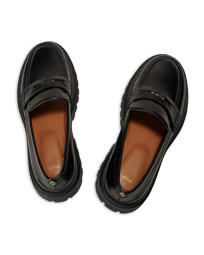 Shop Maje Women's Platform Medallion Loafers In Black