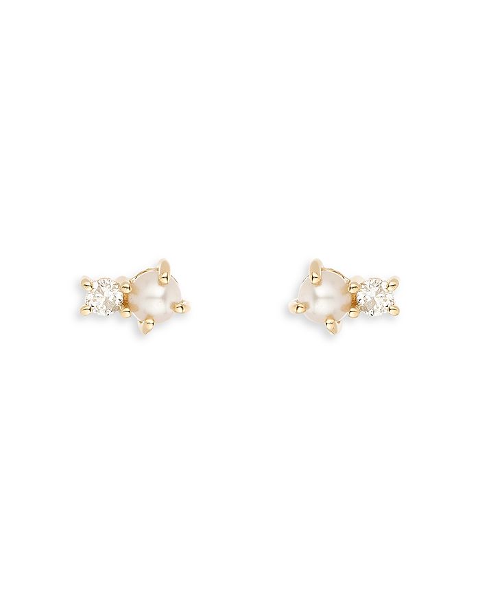 Adina Reyter 14K Yellow Gold Cultured Freshwater Pearl Diamond Amigos Stud Earrings