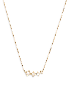 Adina Reyter 14k Yellow Gold Graduated Cultured Freshwater Pearl & Diamond Pendant Necklace, 15