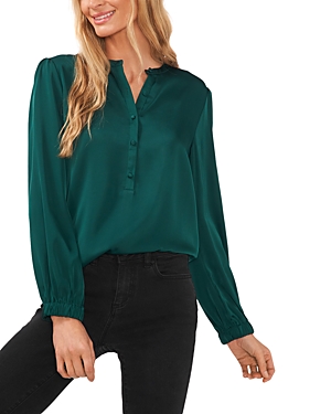 Cece Charmeuse Blouse In Dark Forest