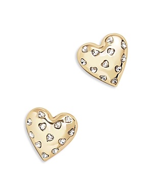 Melina Pave Heart Stud Earrings in Gold Tone