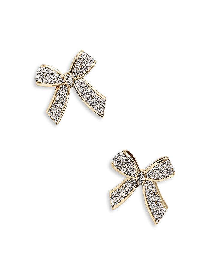 White Ribbon Bow Stud Earrings