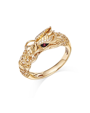 Bloomingdale's Diamond & Ruby Accent Dragon Ring In 14k Yellow Gold