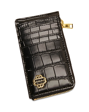 Maje Clover Embossed Leather Card Case In Black