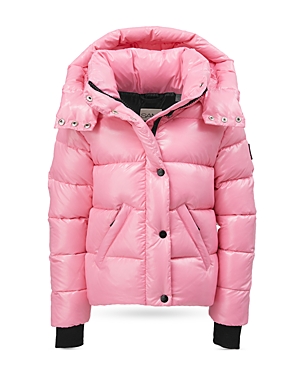 Shop Sam Girls' Annabelle Hooded Down Jacket - Big Kid In Bright Pink