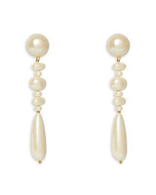 Lele Sadoughi - Copacabana Imitation Pearl Linear Drop Earrings in Gold Tone