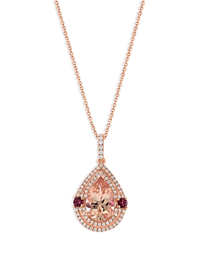 Bloomingdale's Pink Tourmaline, Morganite & Diamond Pendant Necklace in 14K Rose Gold