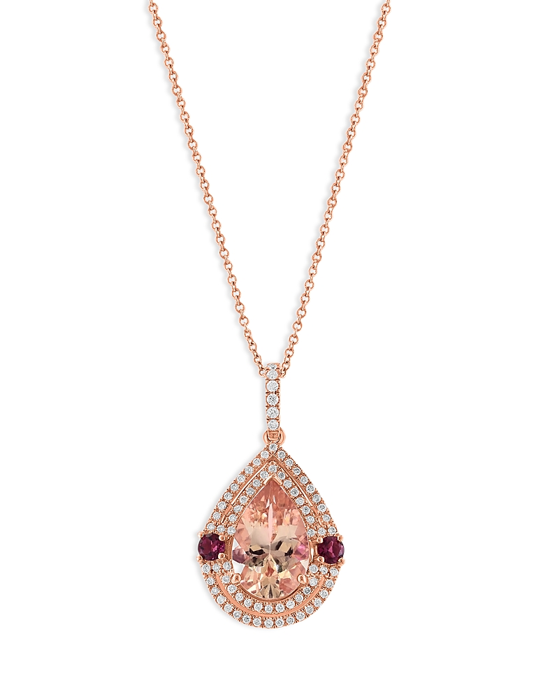 Bloomingdale's Pink Tourmaline, Morganite & Diamond Pendant Necklace In 14k Rose Gold In Pink