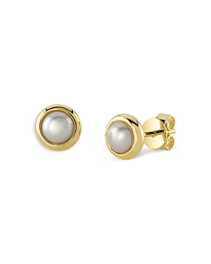 Moon & Meadow 14k Yellow Gold Pearl Stud Earrings In White/gold