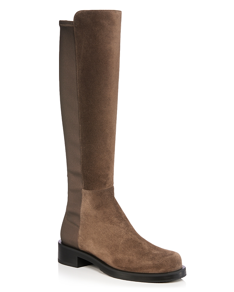 Stuart Weitzman Stretch Suede Knee Boots In Charcoal