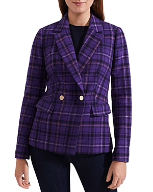 Hobbs London Emberley Plaid Jacket In Purple Multi
