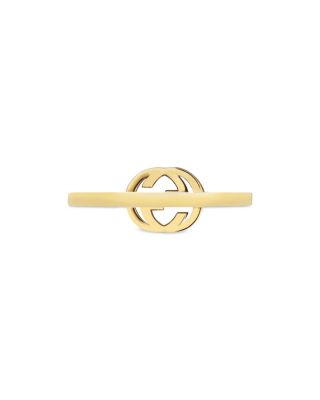 18K Yellow Gold Interlocking G Diamond Logo Ring