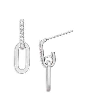 Aqua Pave Link Doorknocker Drop Earrings - 100% Exclusive In Silver