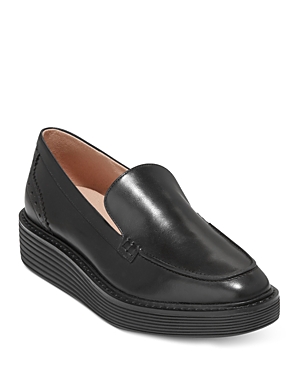 Shop Cole Haan Women's Øriginalgrand Slip On Venetian Platform Loafer Flats In Black/black