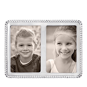 Mariposa Beaded Double Picture Frame, 4" X 6" In Aluminum