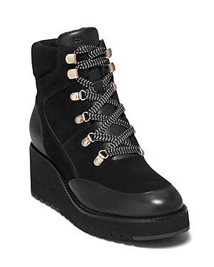 Shop Cole Haan Women's Zerogrand City Lace Up Waterproof Wedge Hiker Boots In Black