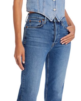 Stove Pipe High Rise Straight Jeans in Mid 70s