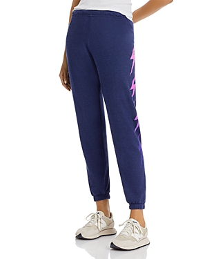 Aviator Nation Ombre Bolt Graphic Joggers In Navy Pink/purple