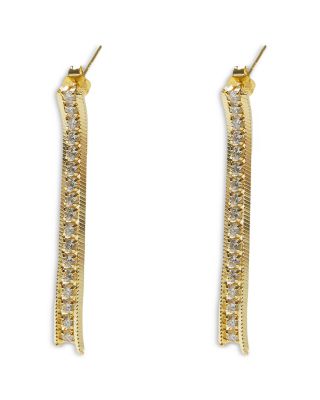 Argento Vivo Cubic Zirconia Box Snake Chain Linear Drop Earrings