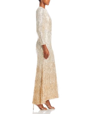eliza j sequin fringe dress Eliza J Sequin Fringe Long Sleeve Cocktail Dress - Silver