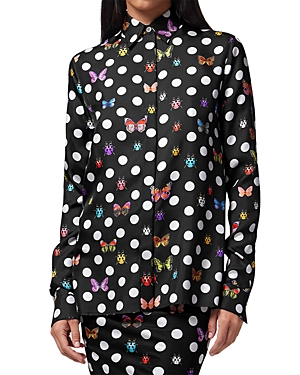 versace silk polka dot butterfly shirt
