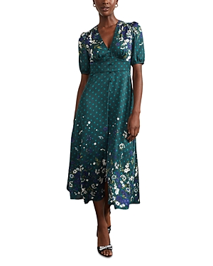 Hobbs London Limited Collection Bourchier Mixed Print Midi Dress
