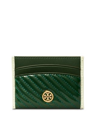 ★TB★Robinson Patent Puffy Quilted Card Case★Pine Tree Tory Burch Robinson Patent Quilted Card Case In Pine Tree