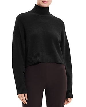 Theory Crop Cashmere Turtleneck Sweater In Black