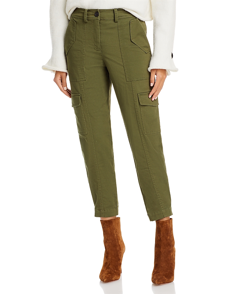Derek Lam 10 Crosby Elian Cropped Belted Cotton-blend Twill Tapered Pants In Fatigue