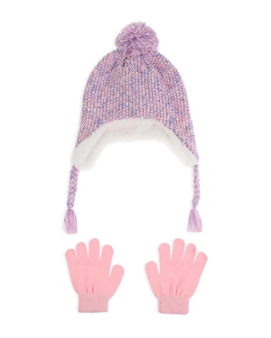 Capelli Girls' Multi Color Hat & Gloves Set - Big Kid In Light Pink