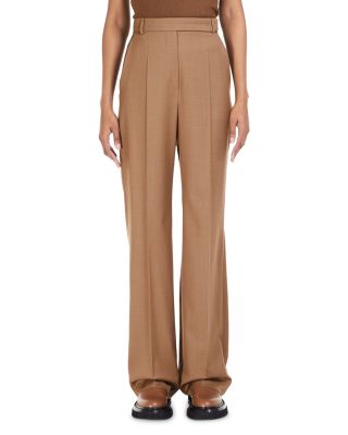 Max Mara Nelson Wool High Rise Straight Pants In Brown