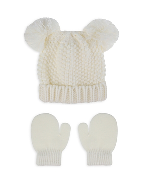 Capelli Girls' Seed Stitch Hat & Mittens Set - Baby In Beige