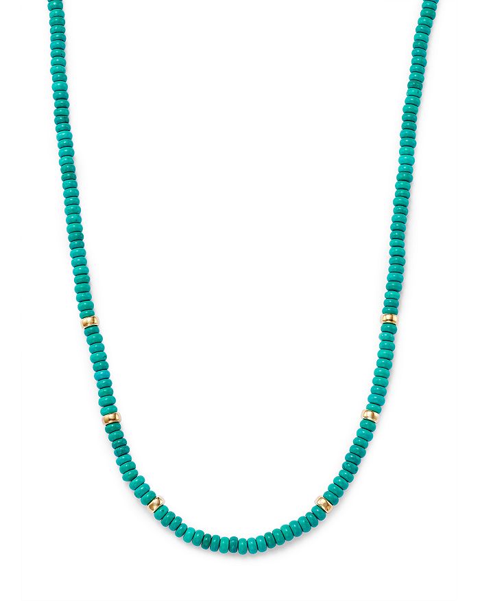 Zoë Chicco 14K Yellow Gold Gemstone Beads Turquoise Rondelle Collar ...