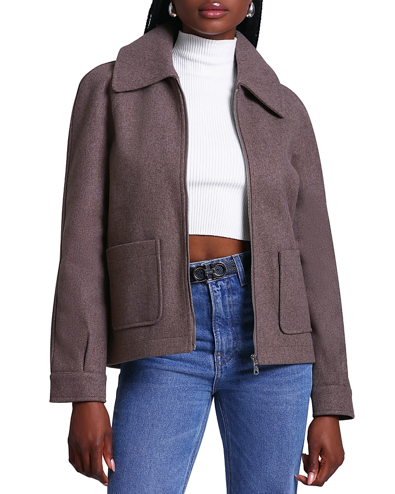 Bagatelle Cropped Zip Front Jacket In Chocolate
