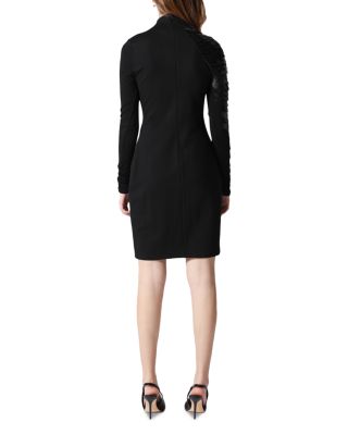 Gracia Faux Leather Scale Mock Neck Dress | Bloomingdale's Women