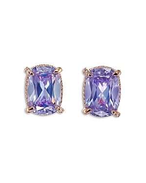 Shop Anabela Chan 18k Rose Gold-plated Sterling Silver Supernova Simulated Amethyst & Simulated Diamond Stud Earrings In Purple/rose Gold