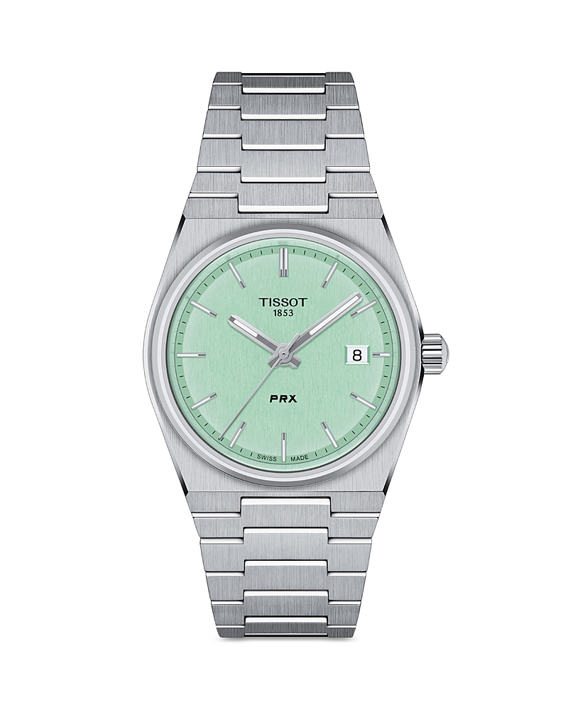 Tissot Unisex Swiss Prx Stainless Steel Bracelet Watch 35mm In Green/gray