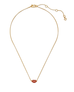kate spade new york Hit The Town Pave Lips Mini Pendant Necklace in Gold Tone, 16-19