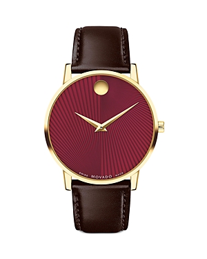 Shop Movado Museum Classic Watch, 40mm In Red/brown