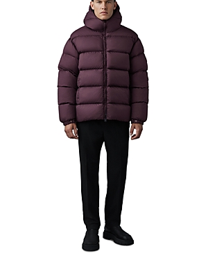 Shop Mackage Adelmo-lc Nylon Quilted Hooded Down Jacket In Garnet