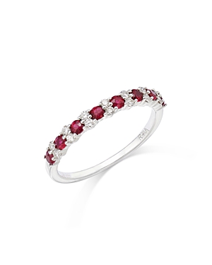 Bloomingdale's Precious Stone & Diamond Band In 14k White Gold In Red/white