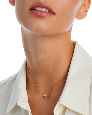 Diamond Cross Pendant Necklace in 14K Yellow Gold, 0.30 tcw