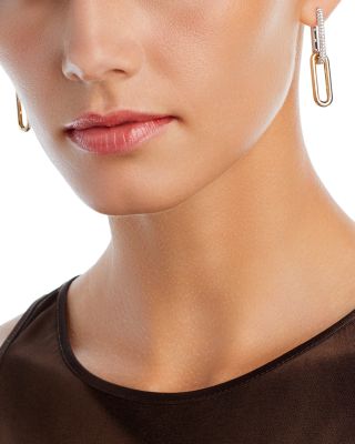 Diamond Link Drop Earrings in 14K Yellow & White Gold, 1.0 tcw