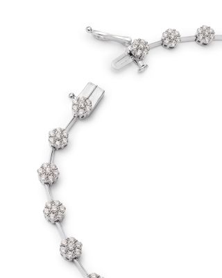 Diamond Flower Cluster Link Bracelet in 14K White Gold, 2.0 tcw
