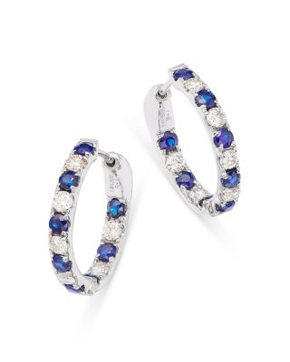 Bloomingdale's Fine Collection - Diamond & Precious Stone Inside Out Hoop Earrings in 14K White Gold