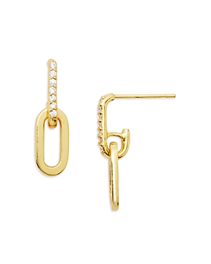 Aqua Pave Link Doorknocker Drop Earrings - 100% Exclusive In Gold