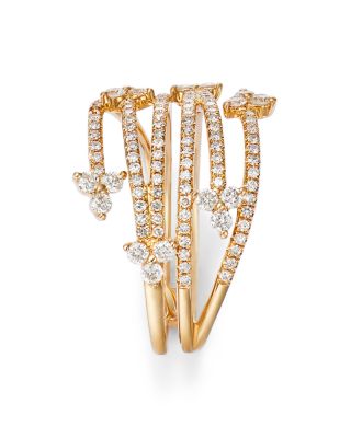 Diamond Multirow Arrow Ring in 14K Yellow Gold, 0.55 tcw 